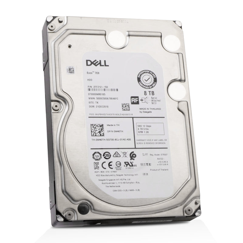 Dell/Seagate Exos 7E8 ST8000NM0185 0M40TH 8TB 7.2K RPM SAS 12Gb/s 512e 256MB 3.5in Refurbished HDD