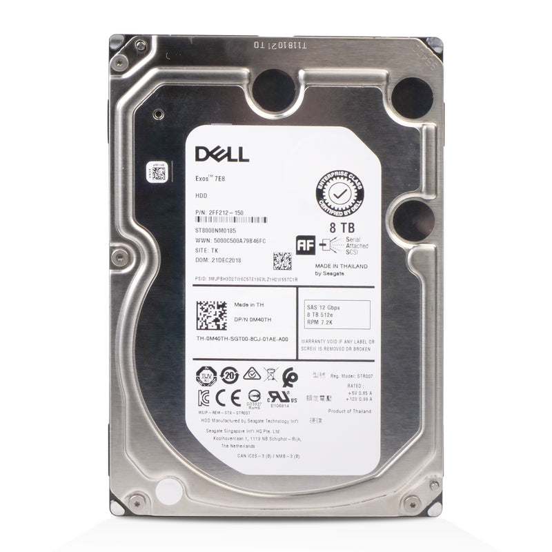 Dell/Seagate Exos 7E8 ST8000NM0185 0M40TH 8TB 7.2K RPM SAS 12Gb/s 512e 256MB 3.5in Refurbished HDD