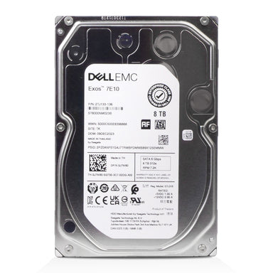 Dell/Seagate Exos 7E10 ST8000NM023B J7W80 8TB 7.2K RPM SATA 6Gb/s 512e 3.5in Hard Drive, front view