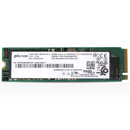 Micron 7300 PRO MTFDHBA480TDF 480GB 1 DWPD PCIe Gen 3.0 x4 4GB/s 3D TLC NVMe M.2 2280 Refurbished SSD