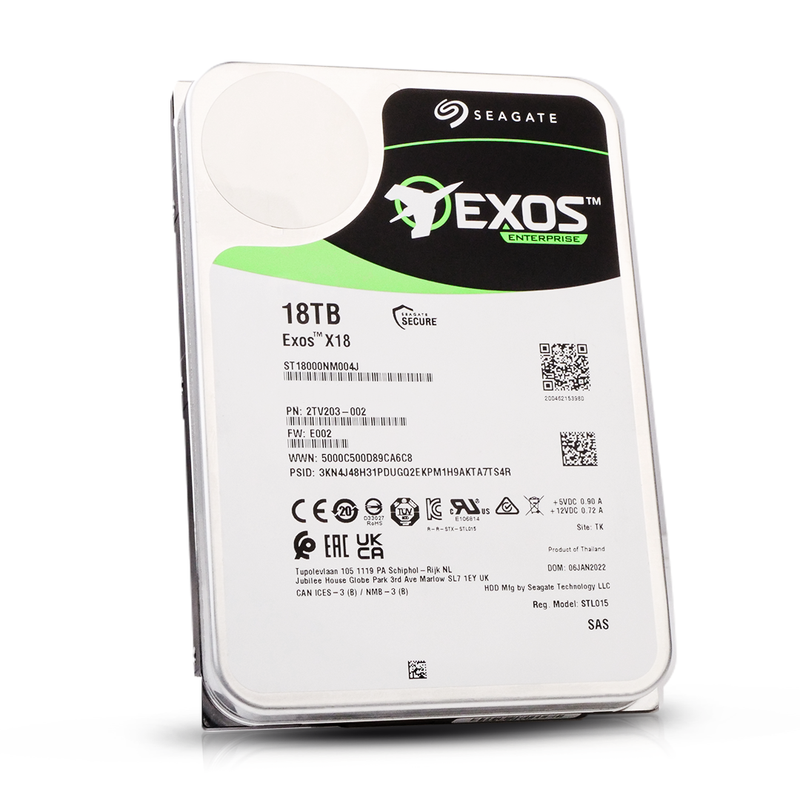Seagate Exos X18 ST18000NM004J 18TB 7.2K RPM SAS 512e 12Gb/s 3.5in Refurbished HDD