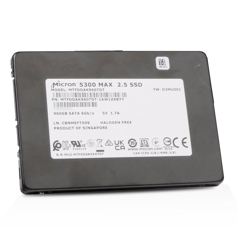 Micron 5300 MAX MTFDDAK960TDT 960GB SATA 6Gb/s 3D TLC 5 DWPD 2.5in Refurbished SSD
