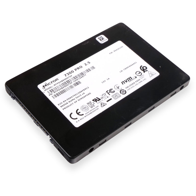 Micron 7300 PRO MTFDHBE960TDF 960GB 1 DWPD PCIe Gen 3.0 x4 4GB/s 3D TLC U.2 NVMe 2.5in Refurbished SSD