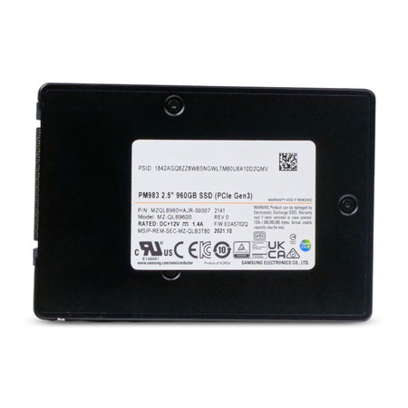 Samsung PM983 MZQLB960HAJR 960GB 1.3 DWPD PCIe Gen 3.0 x4 U.2 3D TLC NVMe 2.5in Refurbished SSD
