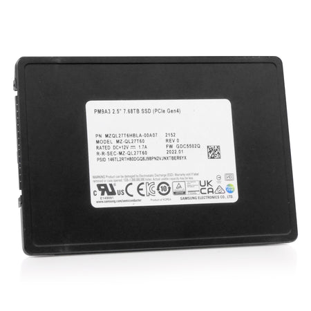 Samsung PM9A3 MZQL27T6HBLA 7.68TB PCIe Gen 4.0 x4 8GB/s U.2 NVMe 2.5in Refurbished SSD