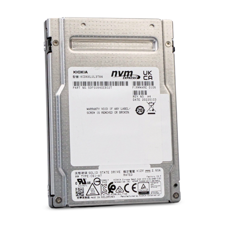Kioxia CD6-R KCD6XLUL3T84 3.84TB 1 DWPD PCIe Gen 4.0 x4 8GB/s 3D TLC U.2 NVMe 2.5in Refurbished SSD
