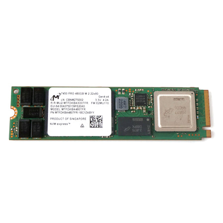 Micron 7450 PRO MTFDKBA480TFR 480GB 1 DWPD PCIe Gen 4.0 x4 4GB/s TLC NVMe 2.5in Refurbished SSD