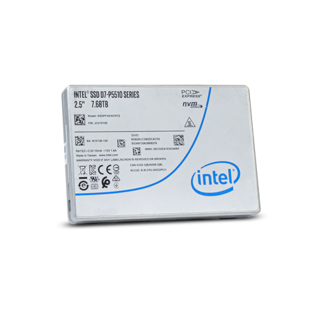 Intel D7-P5510 SSDPF2KX076TZ 7.68TB 1 DWPD PCIe Gen 4.0 x4 8GB/s 3D TLC U.2 NVMe 2.5in Refurbished SSD