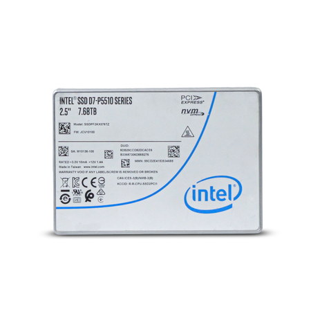 Intel D7-P5510 SSDPF2KX076TZ 7.68TB 1 DWPD PCIe Gen 4.0 x4 8GB/s 3D TLC U.2 NVMe 2.5in Refurbished SSD