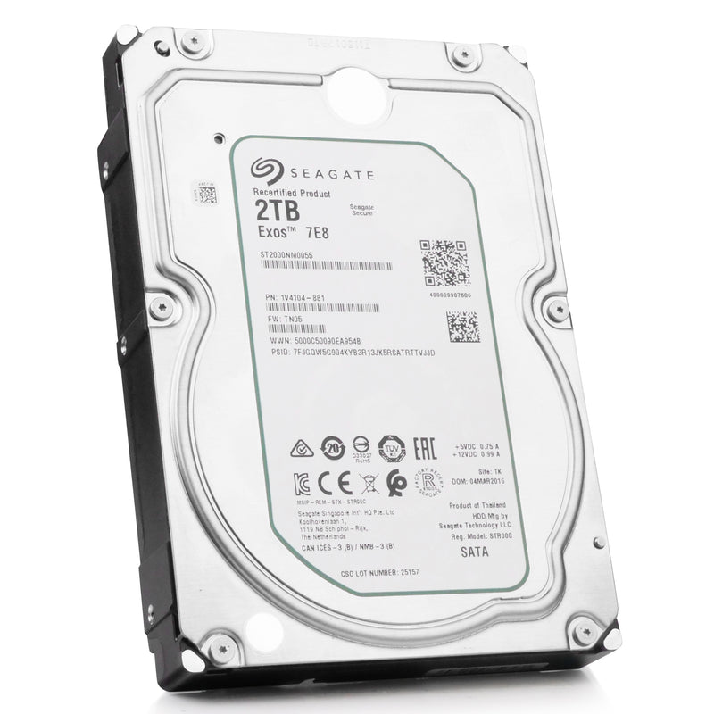 Seagate Exos 7E8 ST2000NM0055 2TB 7.2K RPM SATA 6Gb/s 512n 128MB 3.5in Recertified HDD