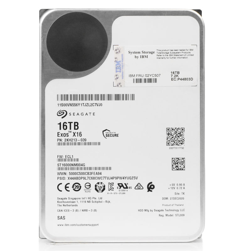Seagate/IBM Exos X16 ST16000NM004G 16TB 7.2K RPM SAS 12Gb/s 4Kn 256MB 3.5in Refurbished HDD