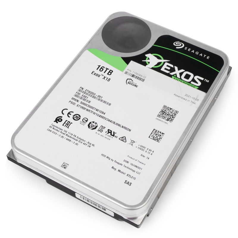 Seagate Exos X18 ST16000NM004J 16TB 7.2K RPM SAS 12Gb/s 3.5in Refurbished HDD