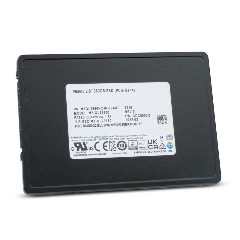 Samsung PM9A3 MZQL2960HCJR 960GB PCIe Gen 4.0 x4 8GB/s 1 DWPD U.2 2.5" Refurbished SSD
