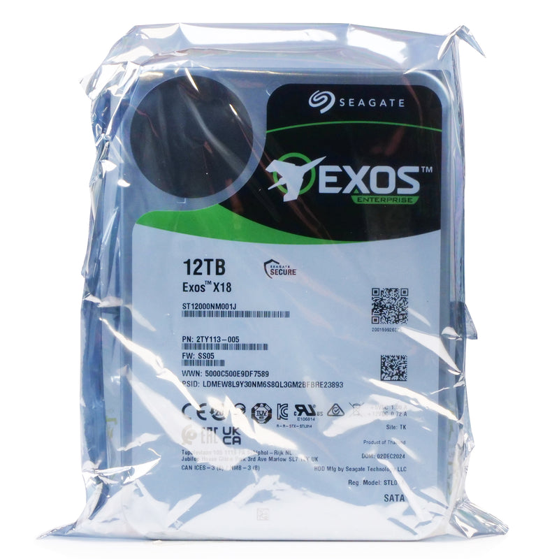 Seagate Exos X18 ST12000NM001J 12TB 7.2K RPM SATA 6Gb/s 512e 256MB 3.5in HDD