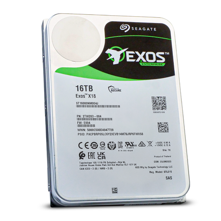 Seagate Exos X18 ST16000NM004J 16TB 7.2K RPM SAS 12Gb/s 512e 256MB 3.5in Hard Drive