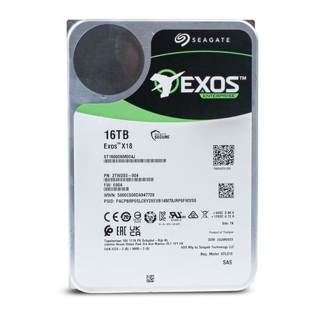 Seagate Exos X18 ST16000NM004J 16TB 7.2K RPM SAS 12Gb/s 512e 256MB 3.5in Hard Drive