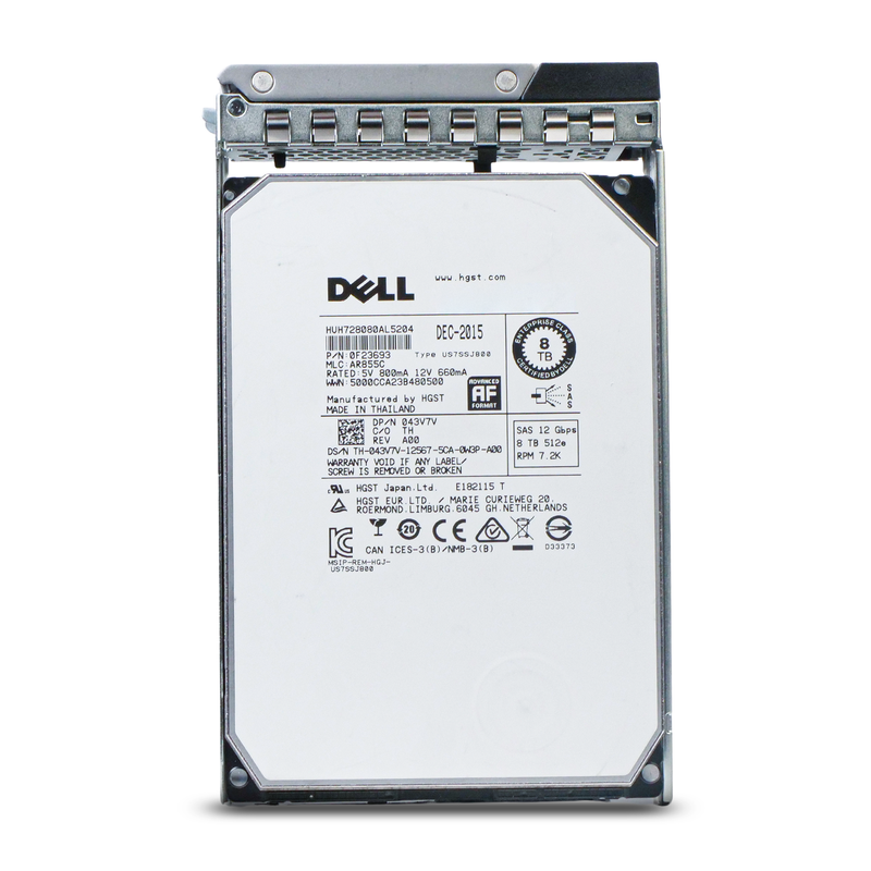 Dell G14 043V7V 8TB 7.2K RPM SAS 12Gb/s 512e 128 MB 3.5in Refurbished HDD