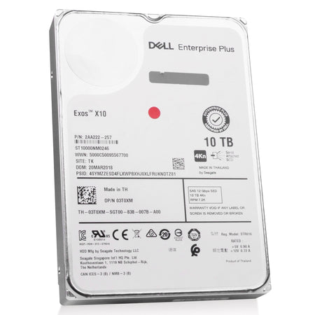 Dell/Seagate Exos X10 ST10000NM0246 10TB 7.2K RPM SAS 12Gb/s 4Kn 256 MB 3.5in HDD