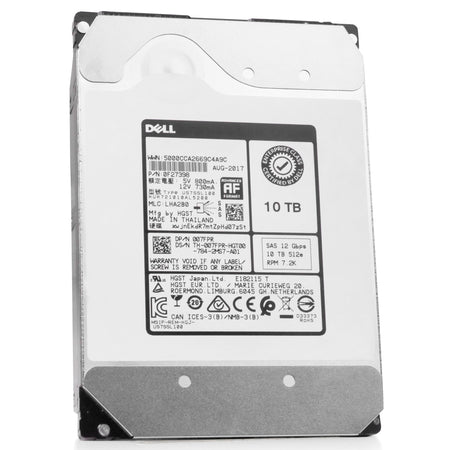 Dell/HGST Ultrastar He10 HUH721010AL5200 0F27398 10TB 7.2K RPM SAS 12Gb/s 512e 256 MB 3.5in Refurbished HDD