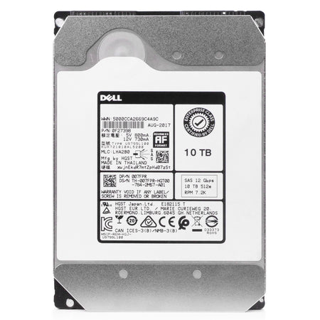 Dell/HGST Ultrastar He10 HUH721010AL5200 0F27398 10TB 7.2K RPM SAS 12Gb/s 512e 256 MB 3.5in Refurbished HDD