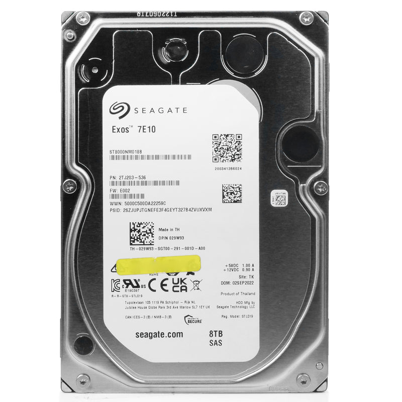 Dell/Seagate Exos 7E10 ST000NM108B 8TB 7.2K RPM SAS 12Gb/s 512e 256MB 3.5in HDD