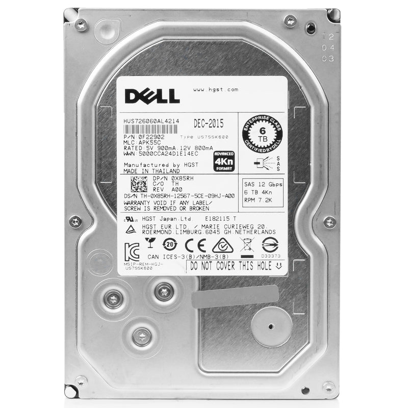 Dell/HGST Ultrastar 7K6000 HUS726060AL4214 6TB 7.2K RPM SAS 12Gb/s 4Kn 3.5in Hard Drive