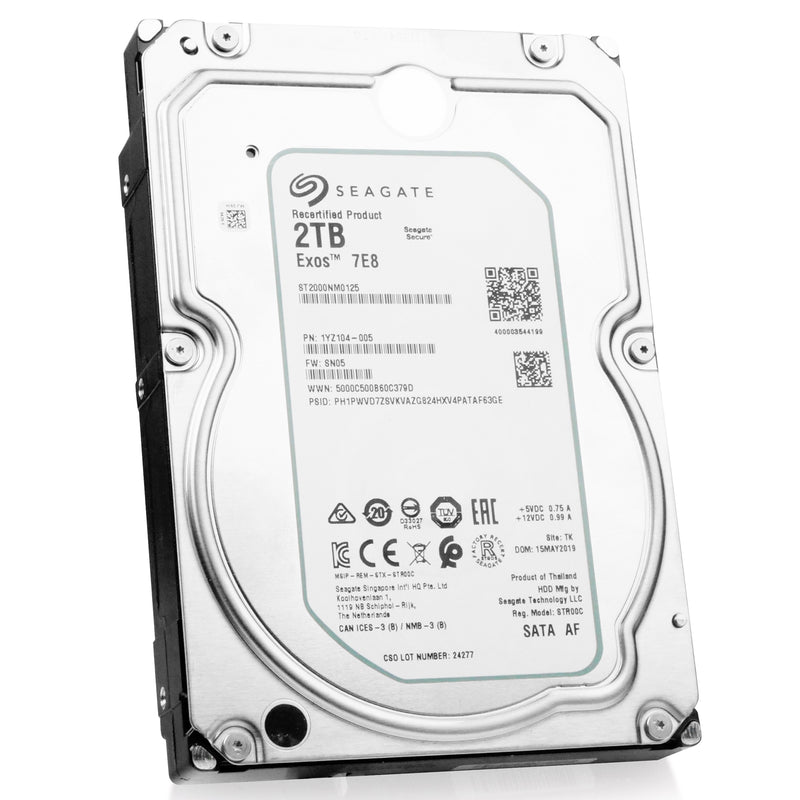 Seagate Exos 7E8 ST2000NM0125 2TB 7.2K RPM SATA 6Gb/s 512e 128MB 3.5" Manufacturer Recertified HDD