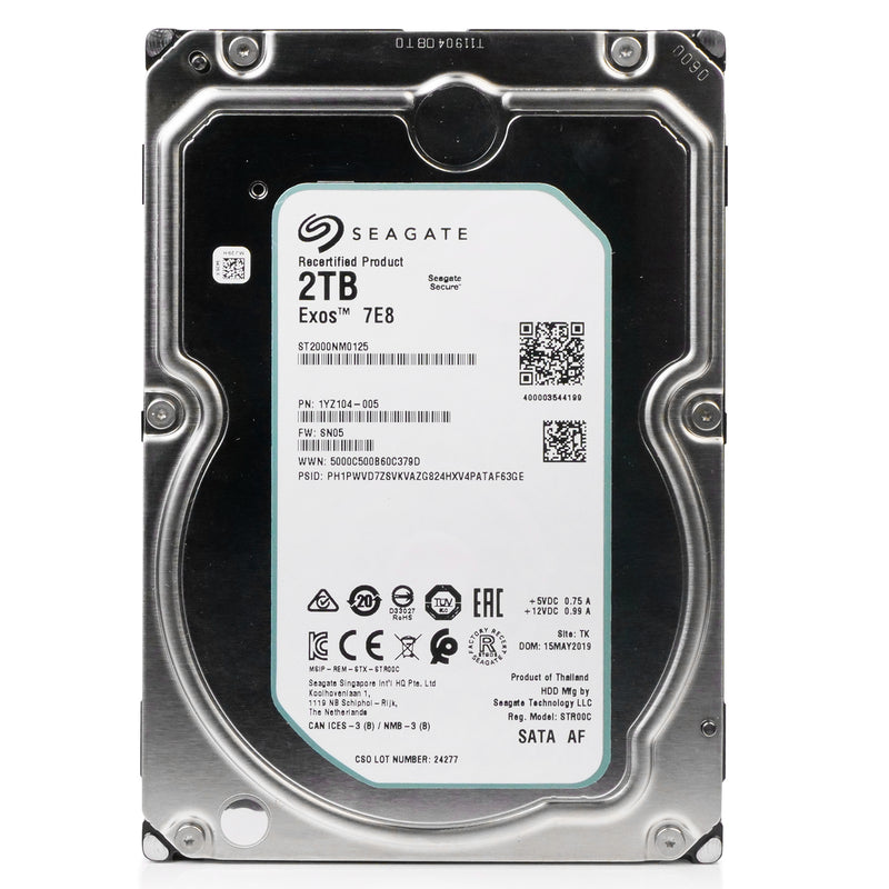 Seagate Exos 7E8 ST2000NM0125 2TB 7.2K RPM SATA 6Gb/s 512e 128MB 3.5" Manufacturer Recertified HDD