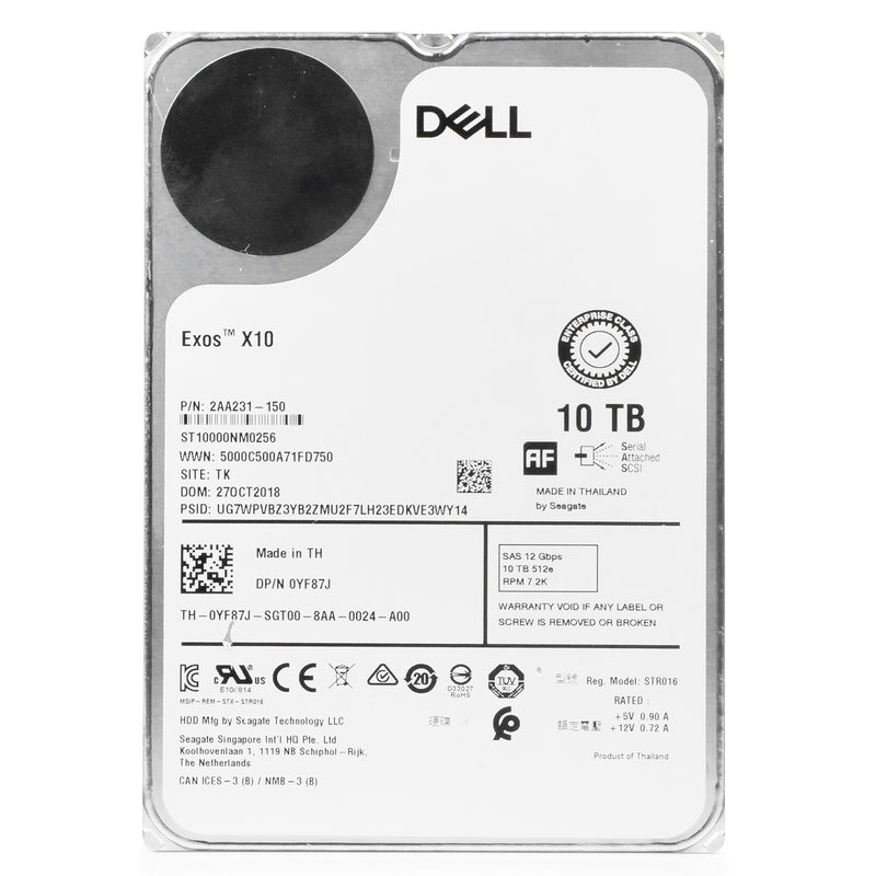Dell/Seagate Exos 10 ST10000NM0256 10TB 7.2K RPM SAS 12Gb/s 512e 256MB 3.5in Refurbished HDD