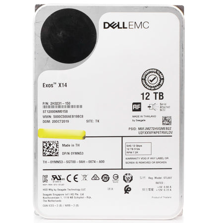 Dell/Seagate Exos X14 ST12000NM0158 12TB 7.2K RPM SAS 12Gb/s 512e 256MB 3.5in Refurbished HDD