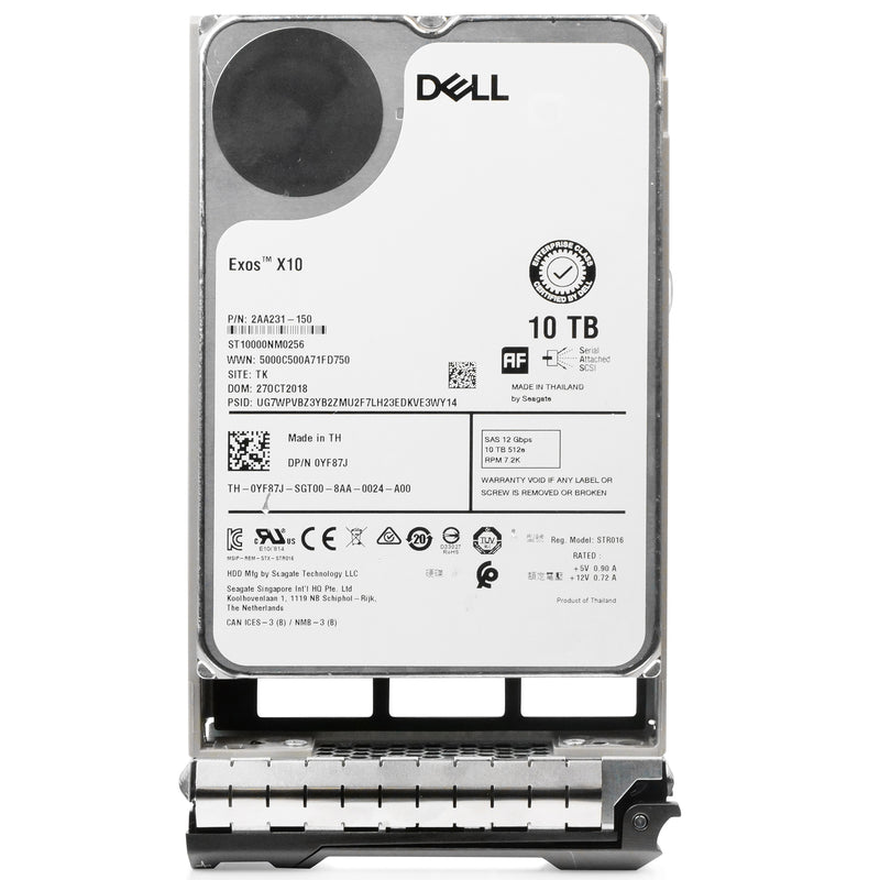 Dell G13 0YF87J 10TB 7.2K RPM SAS 12Gb/s 512e 256MB 3.5in Refurbished HDD