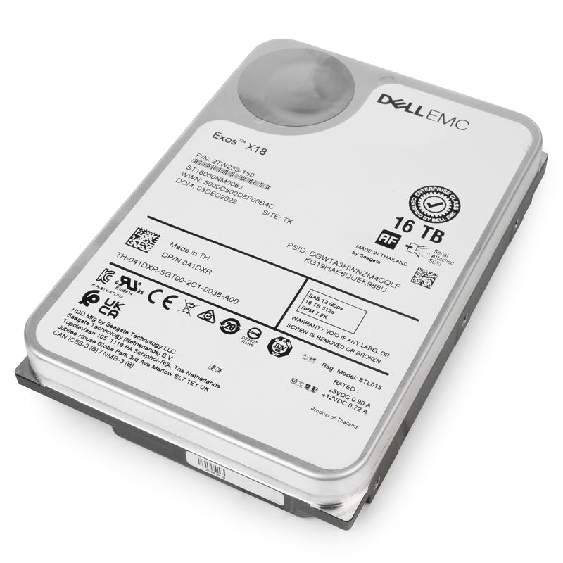 Dell/Seagate Exos X18 ST16000NM006J 16TB 7.2K RPM SAS 12Gb/s 512e 3.5in Hard Drive