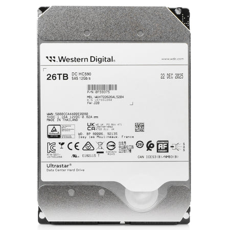 Western Digital Ultrastar DC HC590 WUH722626AL5204 0F59375 26TB 7.2K RPM SAS 12Gb/s 512e 512MB 3.5in HDD