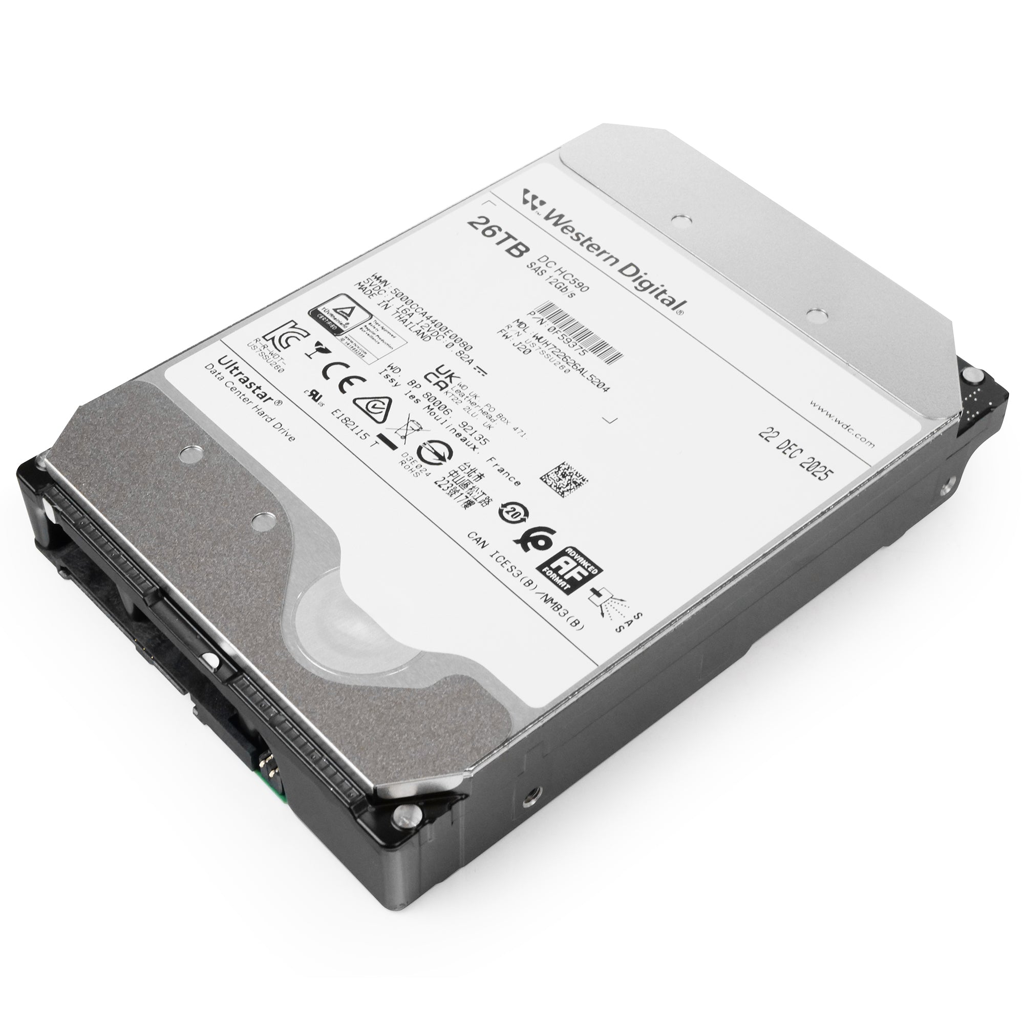WD Ultrastar DC HC590 WUH722626AL5204 0F59375 26TB 7.2K RPM SAS 12Gb/s 512e 512MB 3.5in HDD