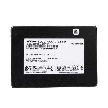 Micron 5300 MAX MTFDDAK1T9TDT 1.92TB 3 DWPD SATA 6Gb/s 3D TLC 2.5in SSD