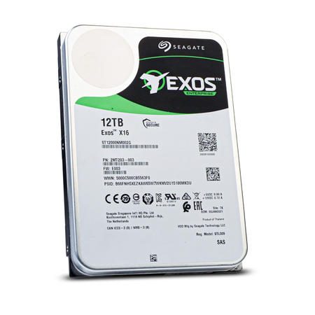 Seagate Exos X16 ST12000NM002G 12TB 7.2K RPM SAS 12Gb/s 512e/4Kn 3.5in Hard Drive