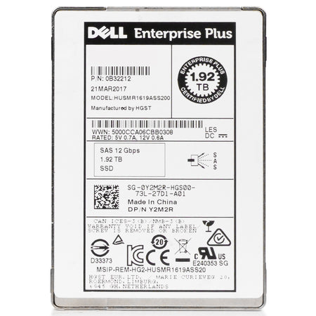 Dell/HGST Ultrastar DC SS200 HUSMR1619ASS200 0B32212 1.92TB 1 DWPD SAS 12Gb/s MLC 2.5in Refurbished SSD