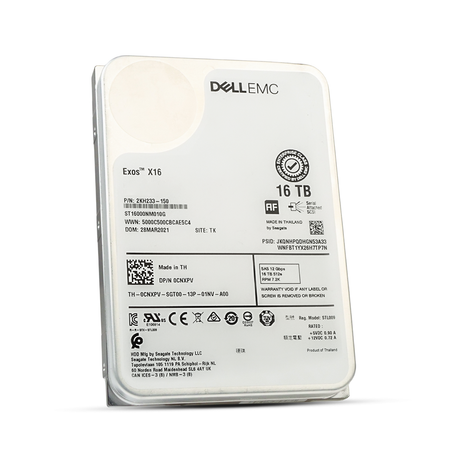 Dell/Seagate Exos X16 ST16000NM010G 16TB 7.2K RPM SAS 12Gb/s 512e 256MB 3.5in Refurbished HDD