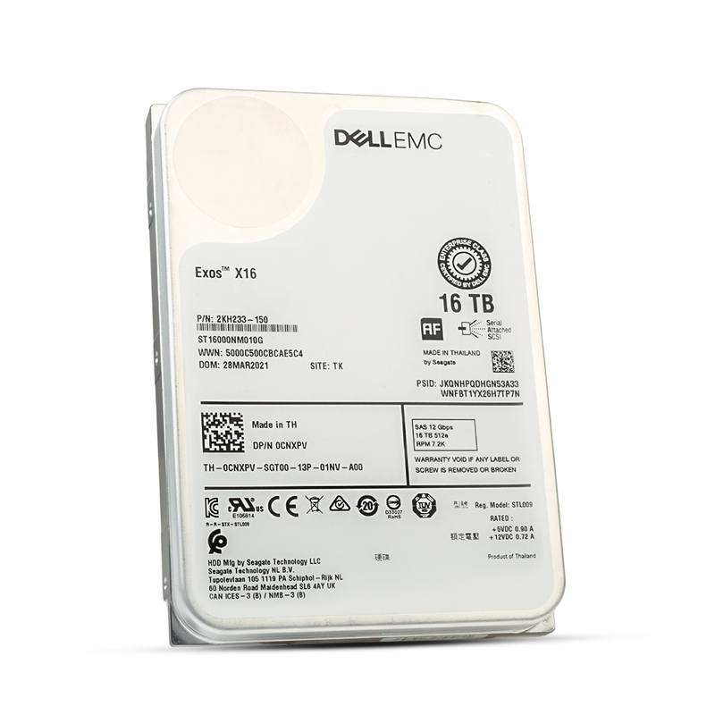 Dell/Seagate Exos X16 ST16000NM010G 16TB 7.2K RPM SAS 12Gb/s 512e 256MB 3.5in Refurbished HDD