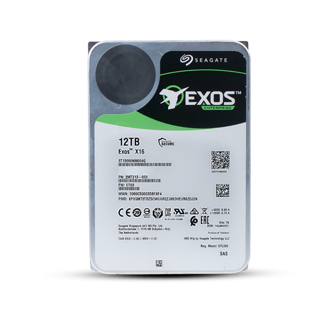 Seagate Exos X16 ST12000NM004G 12TB 7.2K RPM SAS 12Gb/s 512e SED 3.5in Hard Drive