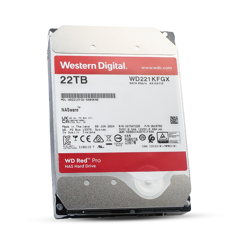 Western Digital Red Pro WD221KFGX 22TB 7.2K RPM SATA 6Gb/s 512e 512MB 3.5in Refurbished HDD