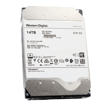 Western Digital Ultrastar DC HC530 WUH721414AL5204 0F31052 14TB 7.2K RPM SAS 12Gb/s 512e 3.5in Refurbished HDD