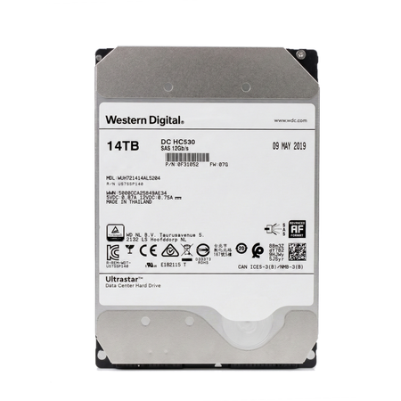 Western Digital Ultrastar DC HC530 WUH721414AL5204 0F31052 14TB 7.2K RPM SAS 12Gb/s 512e 3.5in Refurbished HDD