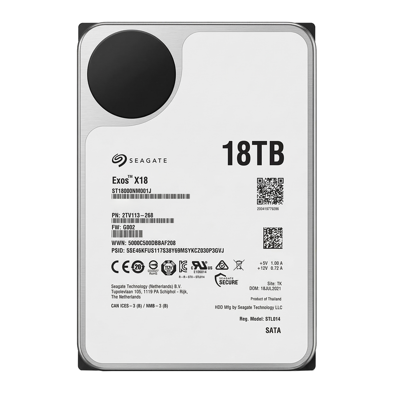 Seagate Exos X18 ST18000NM001J 18TB 7.2K RPM SATA 6Gb/s SED 3.5in Hard Drive