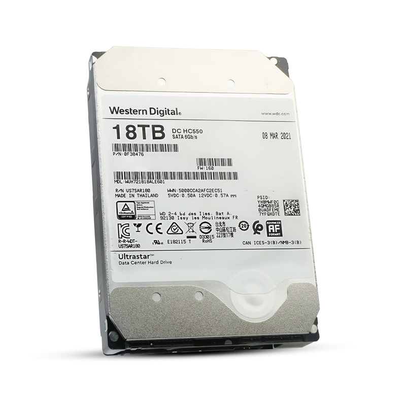 Western Digital Ultrastar DC HC550 WUH721818ALE601 0F38476 18TB 7.2K RPM SATA 6Gb/s 512e 512MB 3.5in HDD