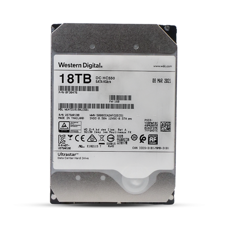 Western Digital Ultrastar DC HC550 WUH721818ALE601 0F38476 18TB 7.2K RPM SATA 6Gb/s 512e 512MB 3.5in HDD