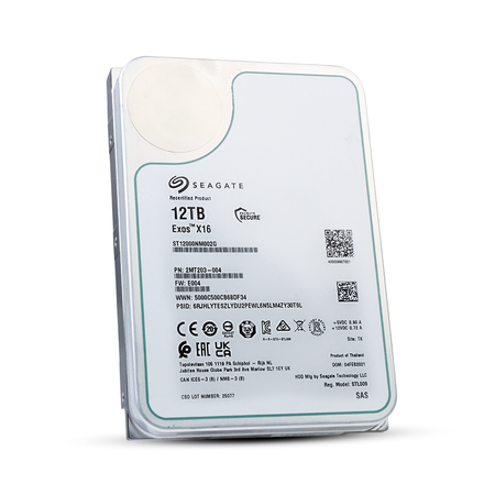 Seagate Exos X16 ST12000NM002G 12TB 7.2K RPM SAS 12Gb/s 512e/4Kn 3.5in Recertified Hard Drive
