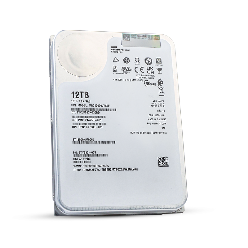 HP/Seagate Exos X16 ST12000NM006J 12TB 7.2K RPM SAS 12Gb/s 512e 256MB 3.5in Refurbished HDD