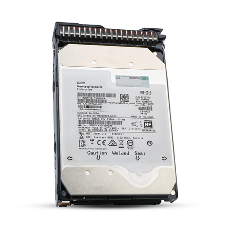 HP Generation 8 857642-002 MB010000JWAYK 10TB 7.2K RPM SAS 12Gb/s 512e 256MB 3.5in HDD, front angled view