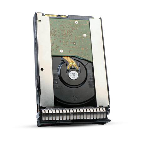 HP Generation 8 857642-002 MB010000JWAYK 10TB 7.2K RPM SAS 12Gb/s 512e 256MB 3.5in HDD, back angled view